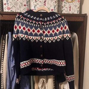 BDG Navy and Red Patterned Cardigan
